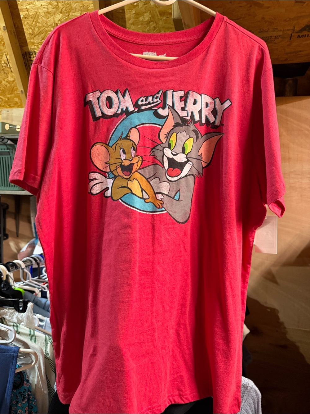 Tom and Jerry Women's Short-Sleeve Graphic Tee in Bright Red